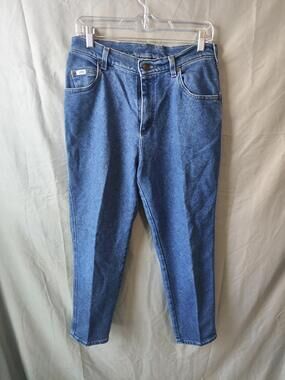 Lee Jeans Womens 12 Petite Blue High Rise Tapered Leg Classic Denim Pants 90s